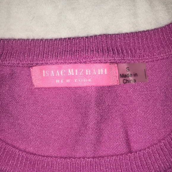 Isaac Mizrahi 3/4 sleeve pink sweater button trim - Picture 7 of 7